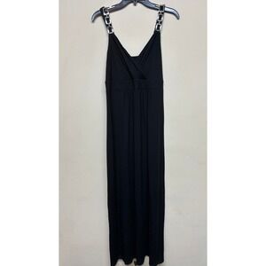 Chico's Black Maxi Dress Size 2 Sleeveless Empire Waist Stretchy Witchy Relaxed